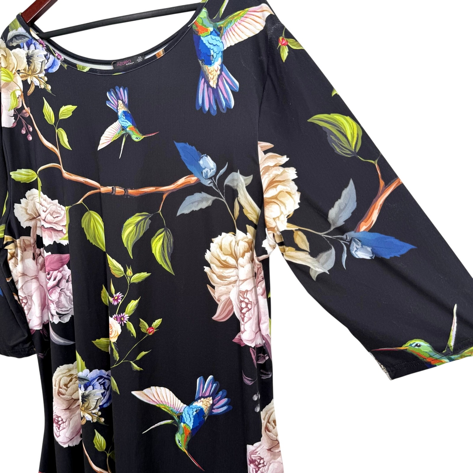 New Nwt Azalea By Firmiana Plus Size 4x Stretchy Tropical Birds Blouse Shirt Top — image 6 of 8